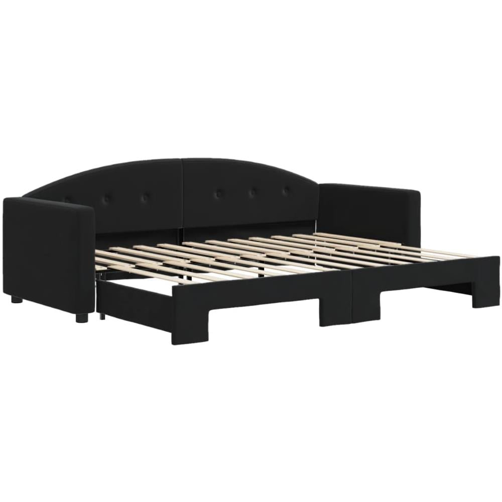 Divano Letto Con Letto Estraibile Nero 80x200 Cm In Velluto - Foto 2