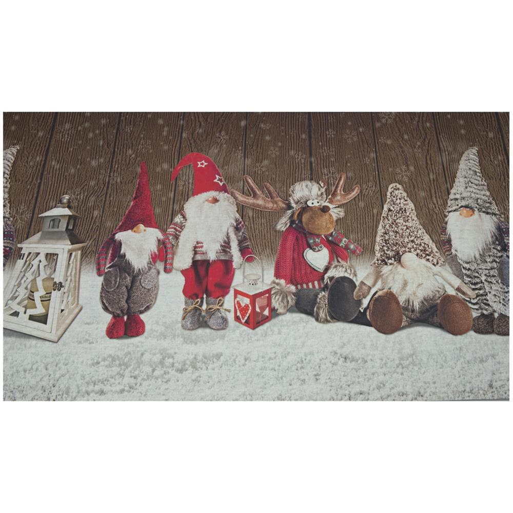 Tappeto Passatoia Cucina Antiscivolo Sottolavello Digitale Disegni Natalizi 50x115 Gnomi Lanterna - Foto 1