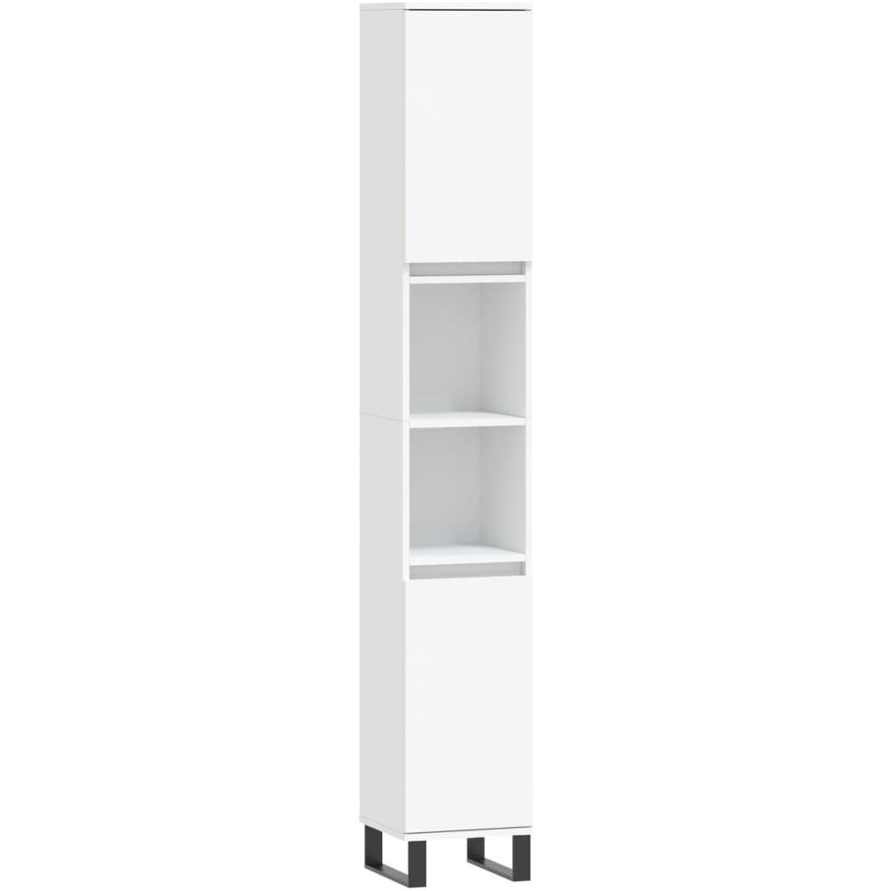 Armadietto Da Bagno Bianco 30x30x190 Cm In Legno Multistrato - Foto 2
