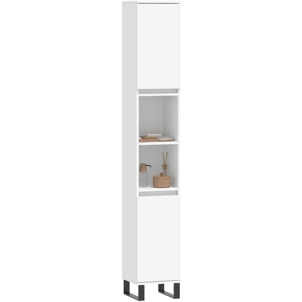 Armadietto Da Bagno Bianco 30x30x190 Cm In Legno Multistrato - Foto 3
