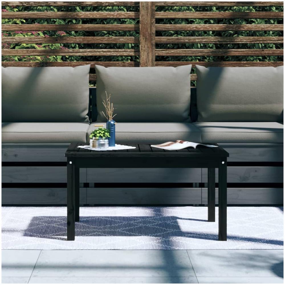 Tavolo Da Giardino Nero 82,5x50,5x45 Cm Legno Massello Pino - Foto 3