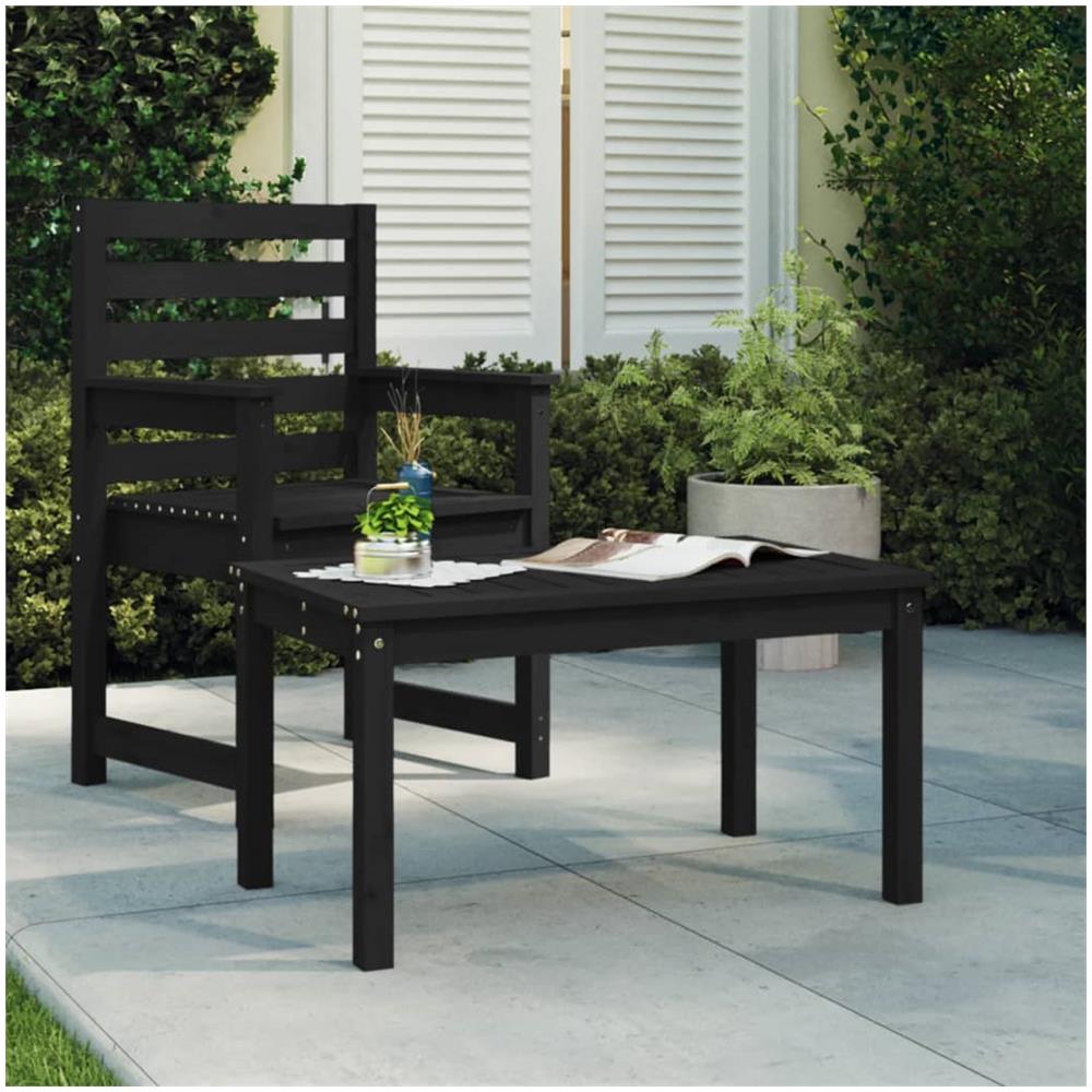 Tavolo Da Giardino Nero 82,5x50,5x45 Cm Legno Massello Pino - Foto 1