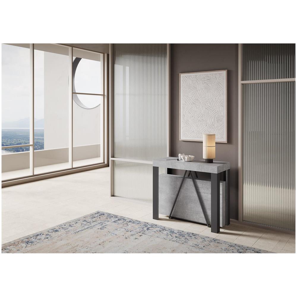 Consolle allungabile 90x40/196 cm Tarax Small cemento telaio antracite - Foto 2