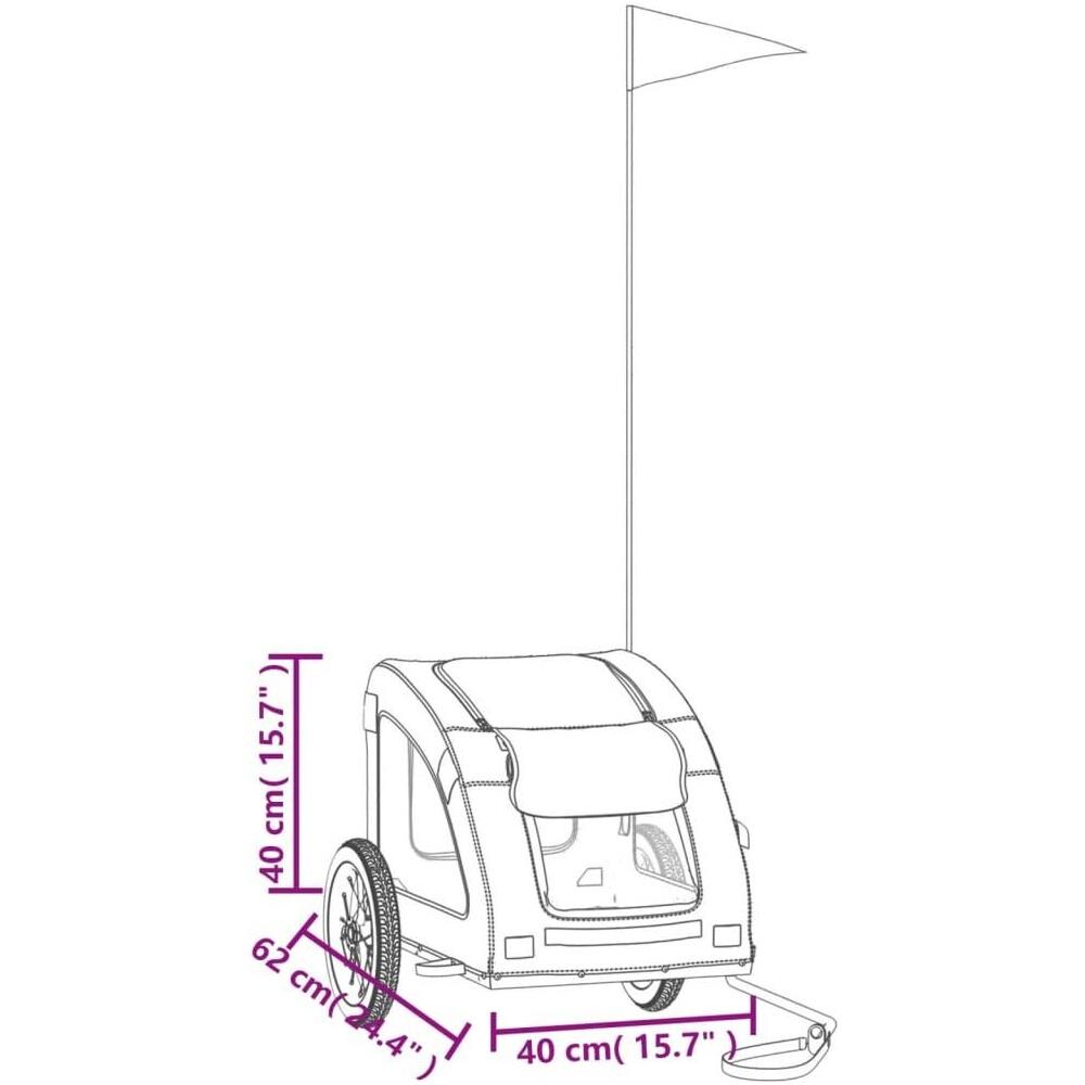 Rimorchio da Bici per Animali Grigio Oxford e Ferro - Foto 10
