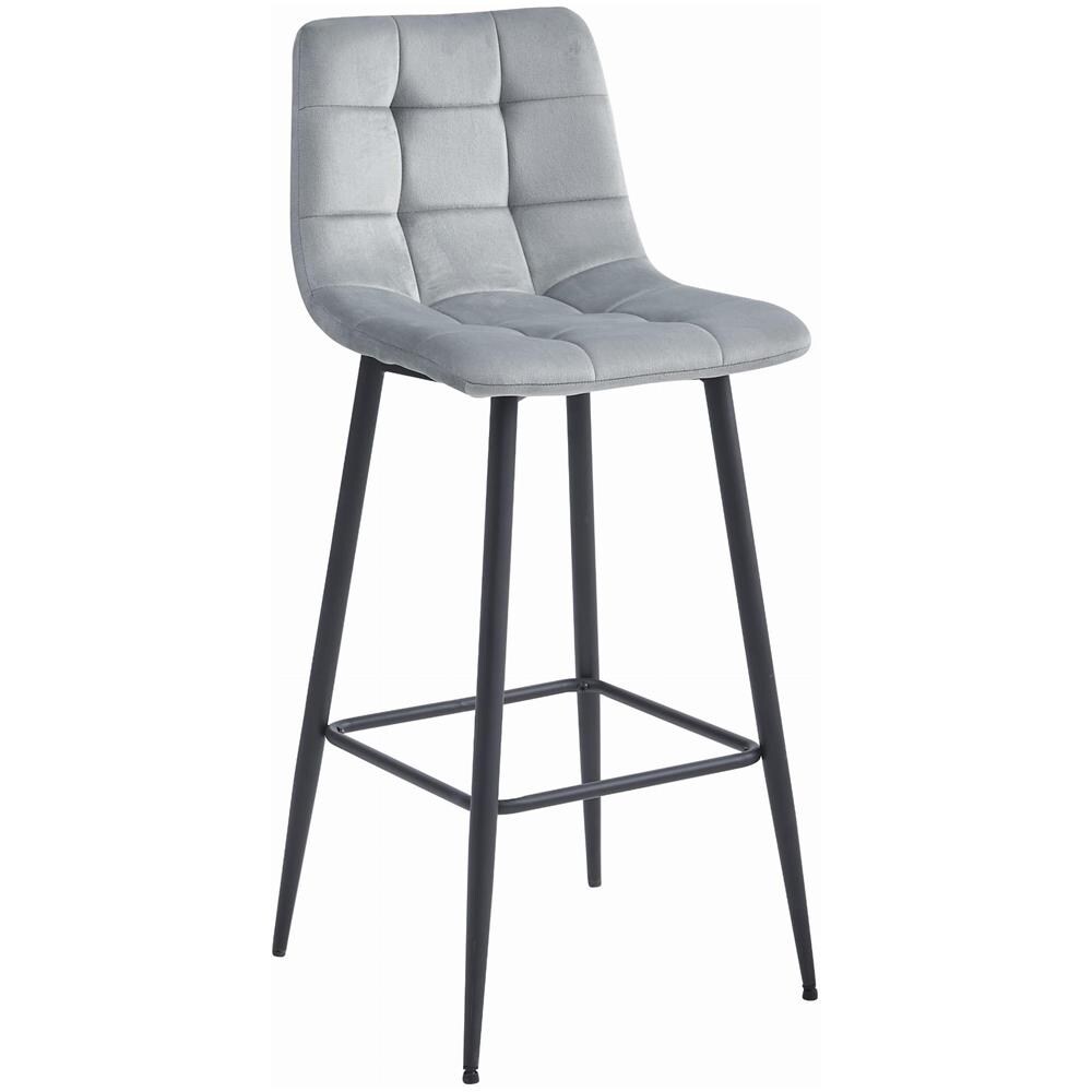 Sgabello TEOTO in velluto grigio argento con gambe nere per cucina x4 - Foto 2