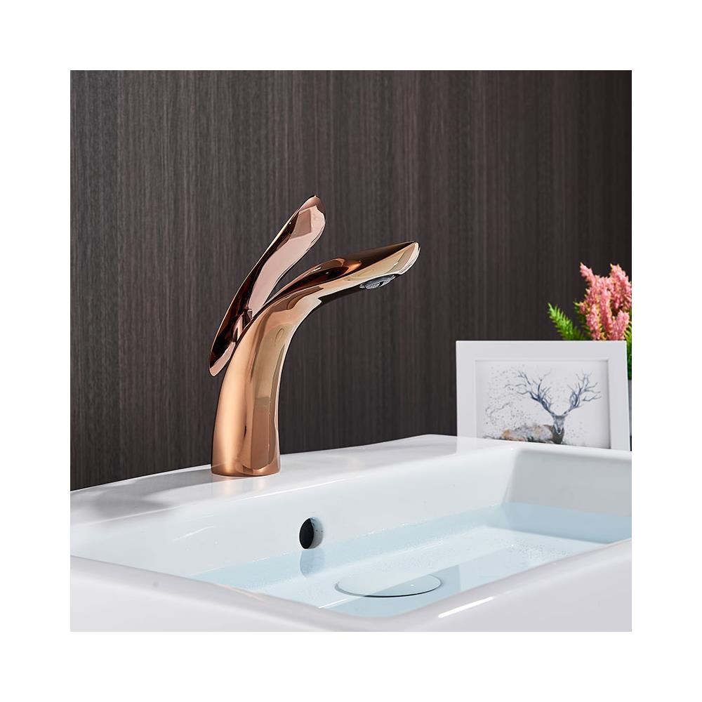 Rubinetto per lavabo da bagno, Blackswan, tipo M90, modello oro rosa, misura 20 cm - Foto 2