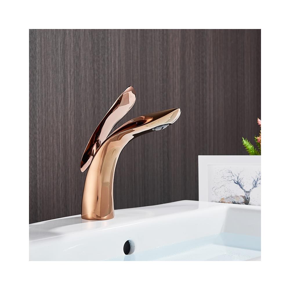 Rubinetto per lavabo da bagno, Blackswan, tipo M90, modello oro rosa, misura 20 cm - Foto 4