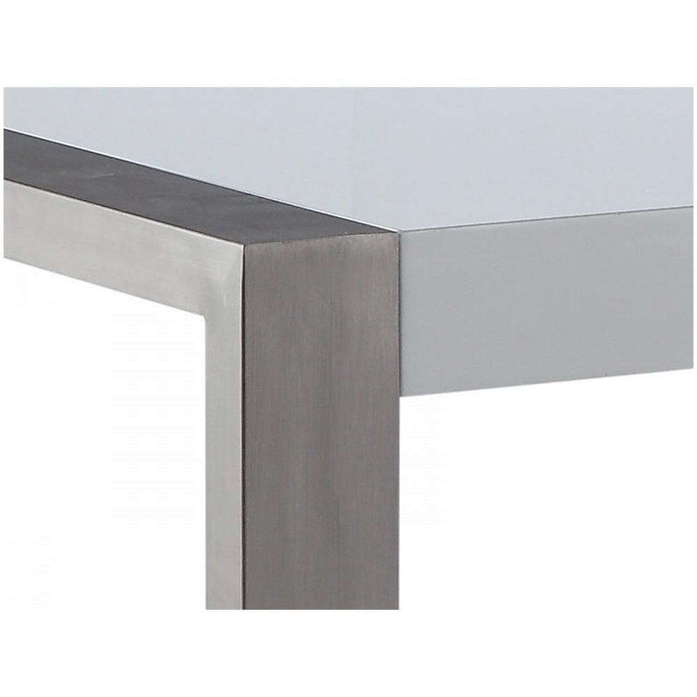 Tavolo Da Pranzo Struttura In Metallo Piano Bianco Lucido 180x90cm Arctic I - Foto 2