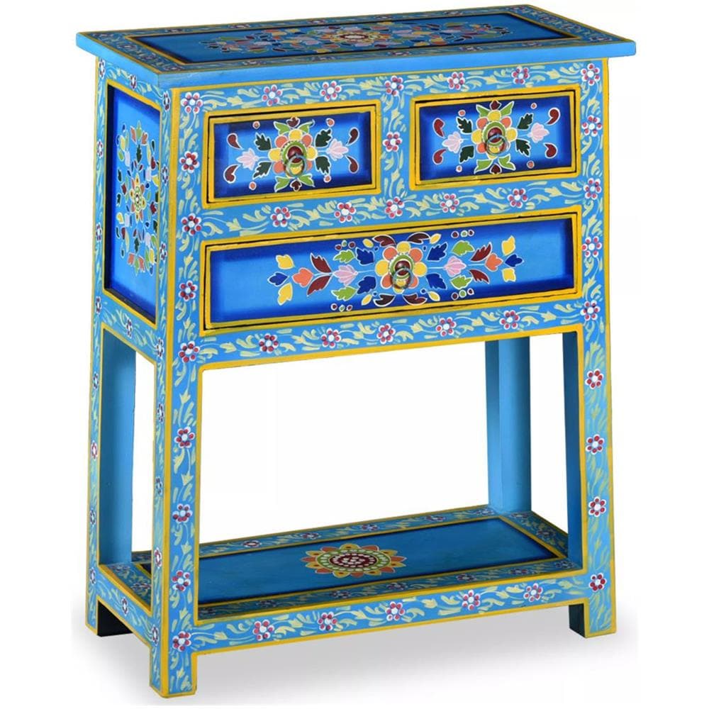 Credenza Con Cassetti Massello Di Mango Turchese Dipinta A Mano - Foto 1