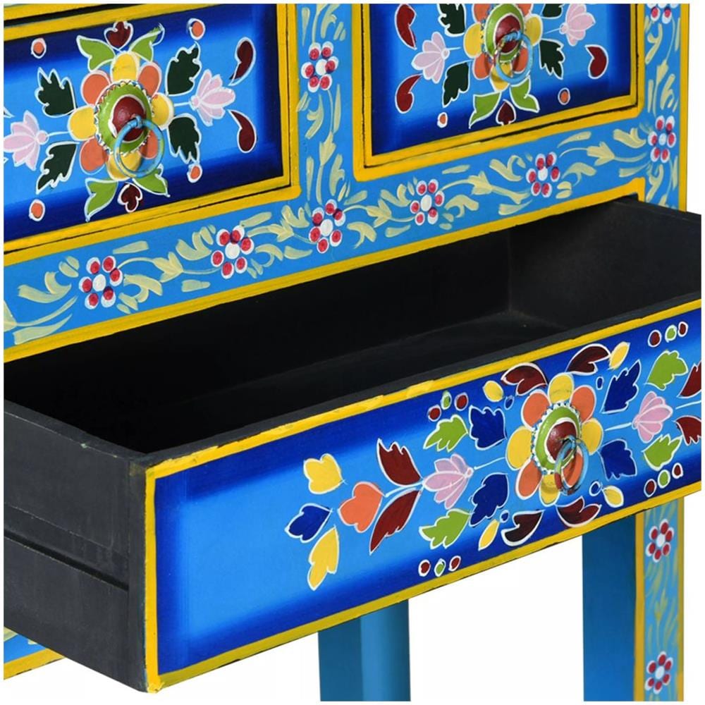 Credenza Con Cassetti Massello Di Mango Turchese Dipinta A Mano - Foto 7