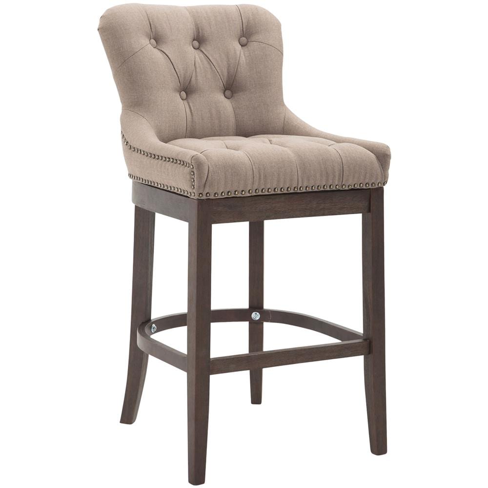 Sgabello Design Chesterfield Lakewood Antico-Scuro I Sgabello Alto Vintage in Tessuto I Sgabello Bar Design in Legno H 74 CM Tortora - Foto 1