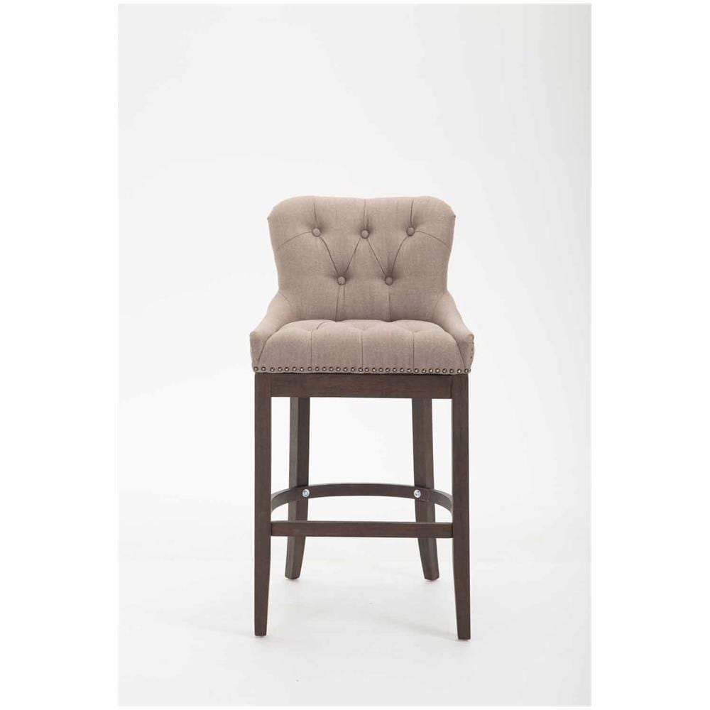 Sgabello Design Chesterfield Lakewood Antico-Scuro I Sgabello Alto Vintage in Tessuto I Sgabello Bar Design in Legno H 74 CM Tortora - Foto 2