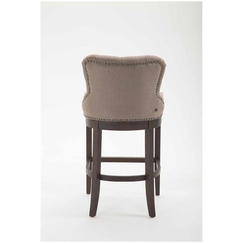 Sgabello Design Chesterfield Lakewood Antico-Scuro I Sgabello Alto Vintage in Tessuto I Sgabello Bar Design in Legno H 74 CM Tortora - Foto 5