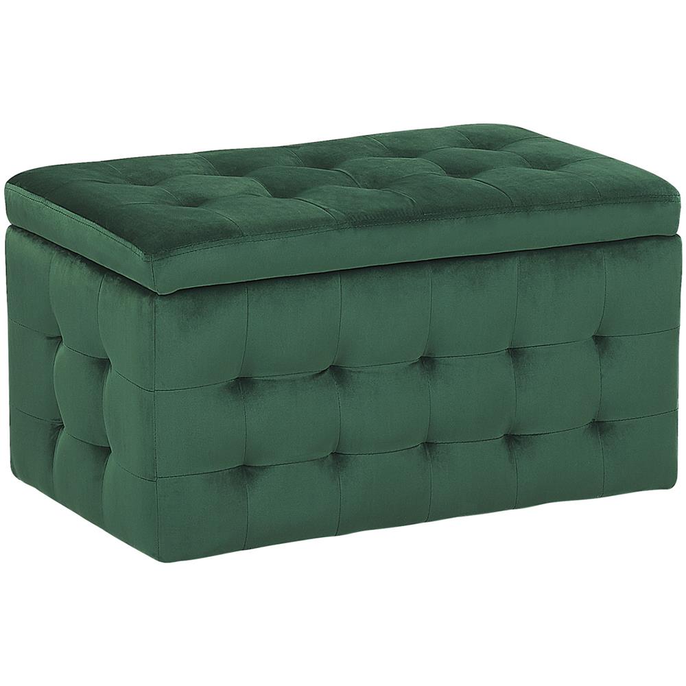 Pouf Ottomano Con Contenitore In Tessuto Verde Scuro Michigan - Foto 1
