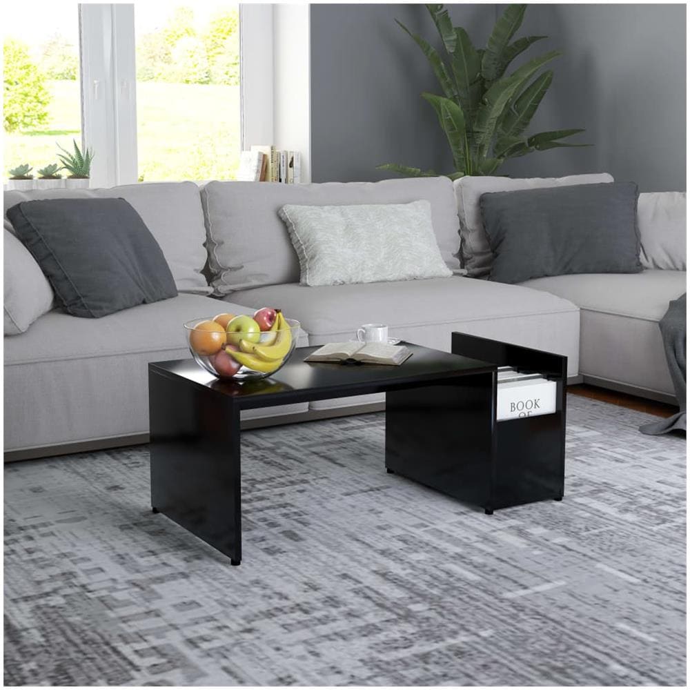 Tavolino da Salotto Nero 90x45x35 cm in Legno Multistrato - Foto 1