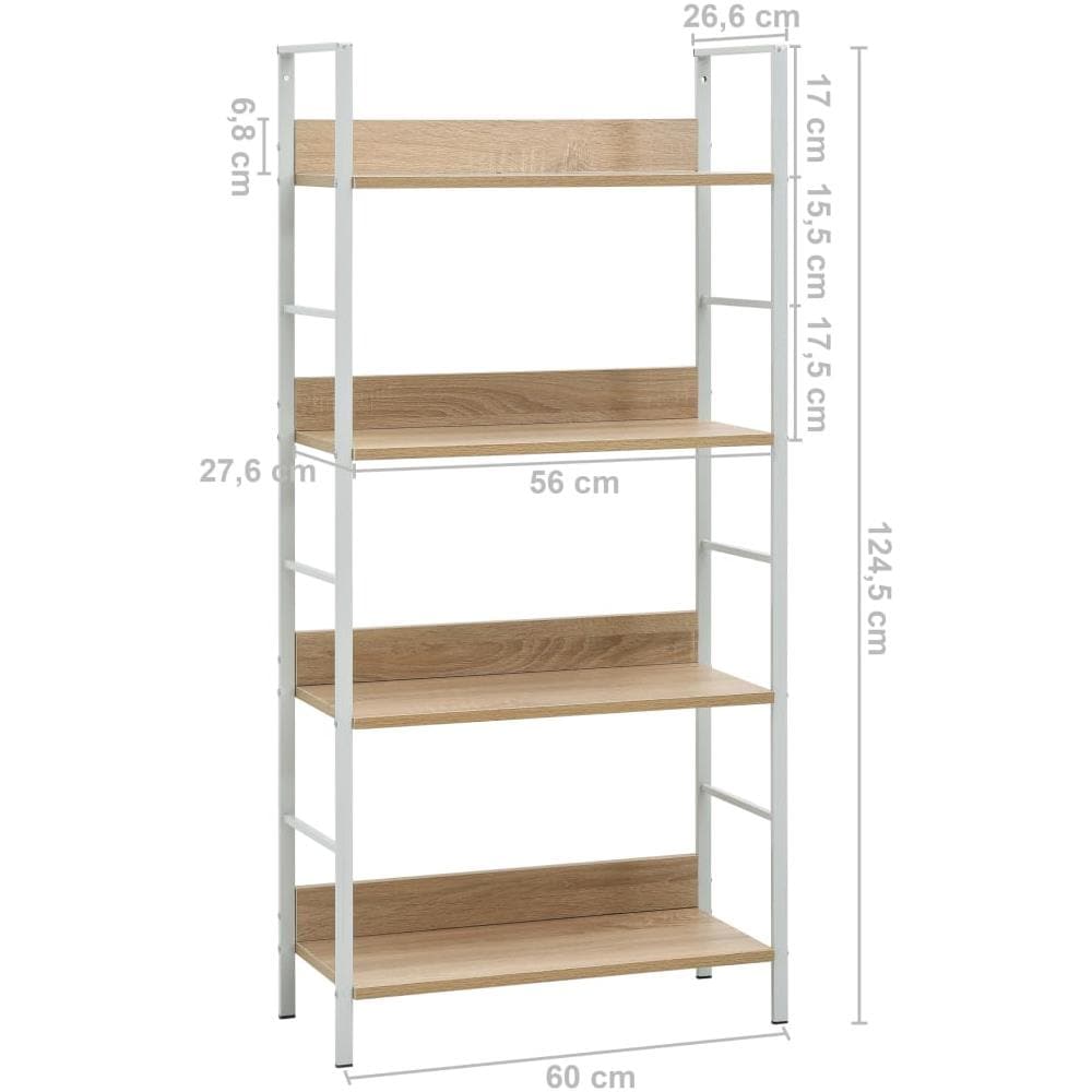 Scaffale Libri 4 Ripiani Rovere 60x27,6x124,5 Legno Multistrato - Foto 7