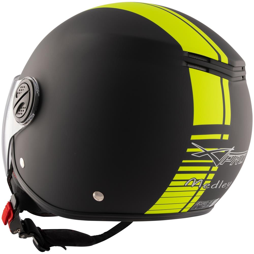 Casco Jet Moto Parasole Gr Giallo Fluo Omologato Doppia Visiera Nero Opaco Xl - Foto 4