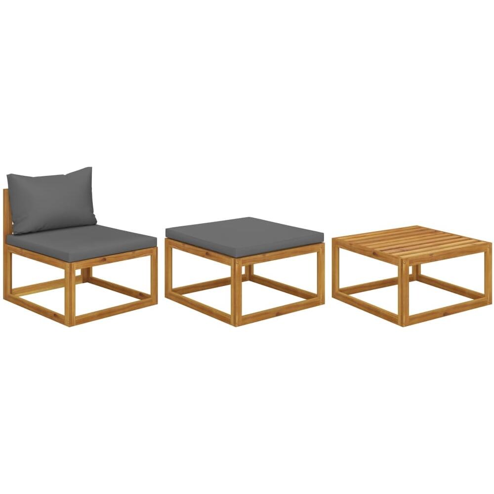 Set Divani Da Giardino 3 Pz Con Cuscini In Massello Di Acacia - Foto 1