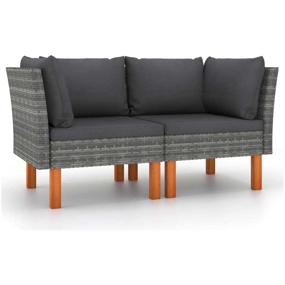 Poltrone Angolari 2 Pz Polyrattan E Legno Massello Di Eucalipto - Foto 1