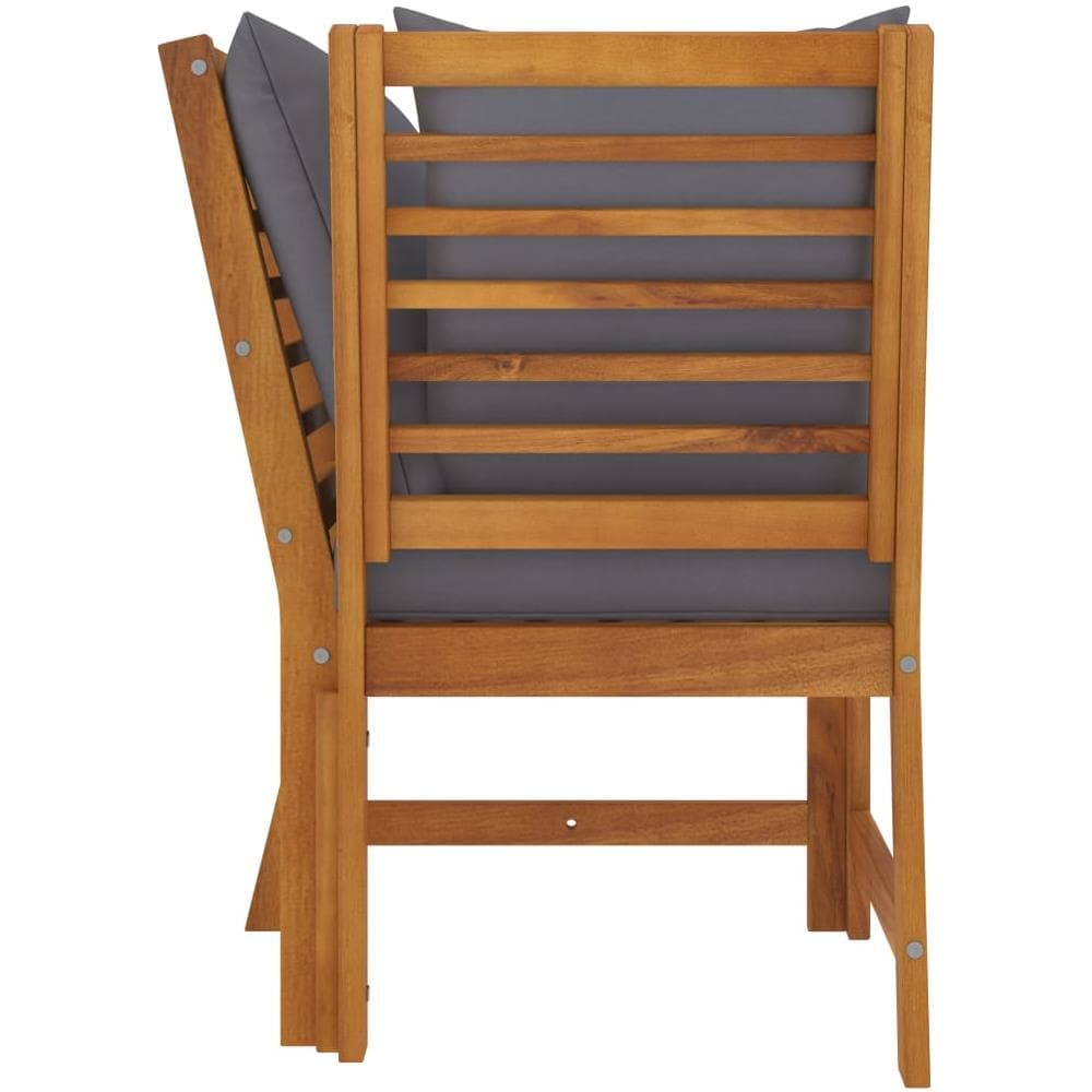 Divano Angolare Modulare Cuscini Grigio Scuro Massello Acacia - Foto 2