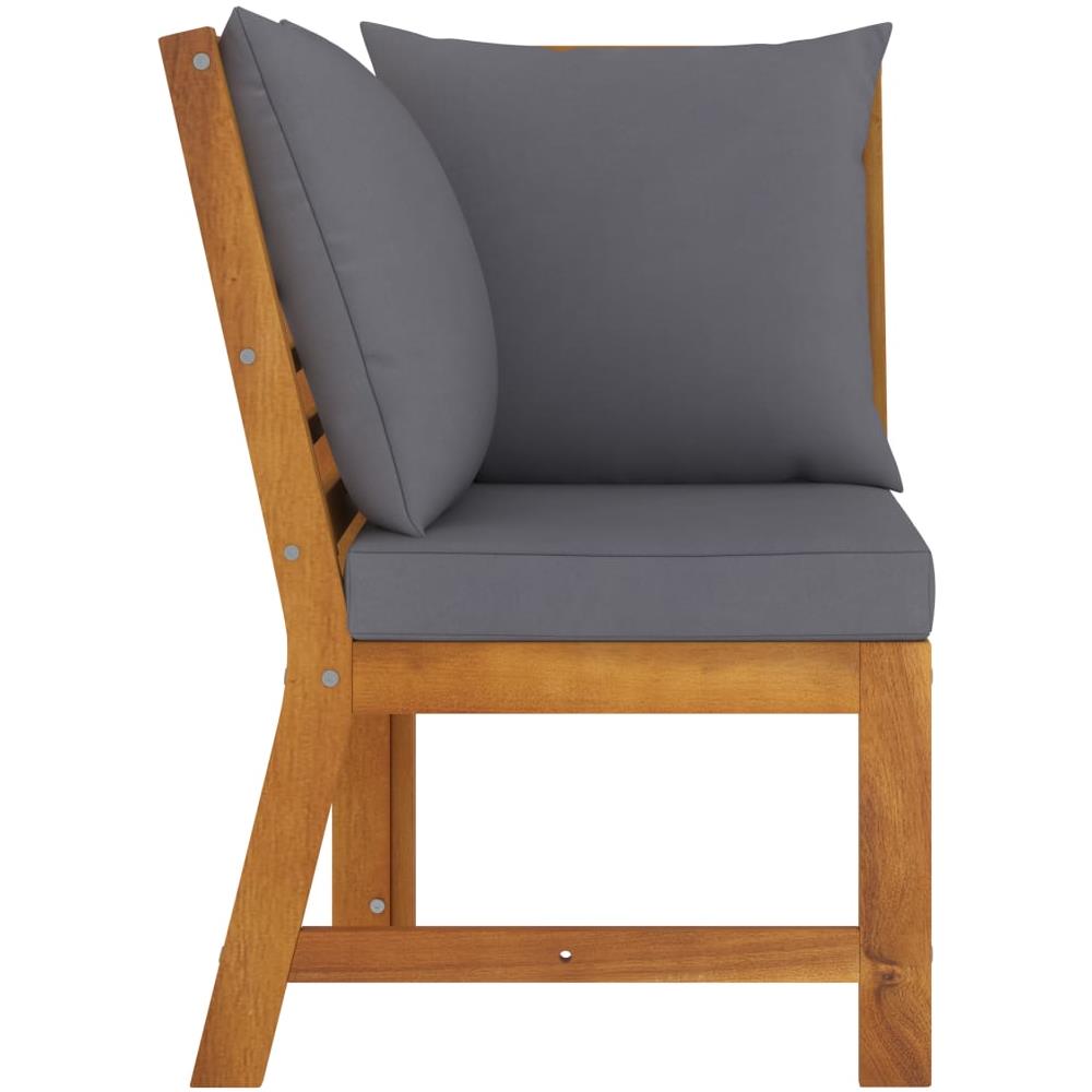 Divano Angolare Modulare Cuscini Grigio Scuro Massello Acacia - Foto 3