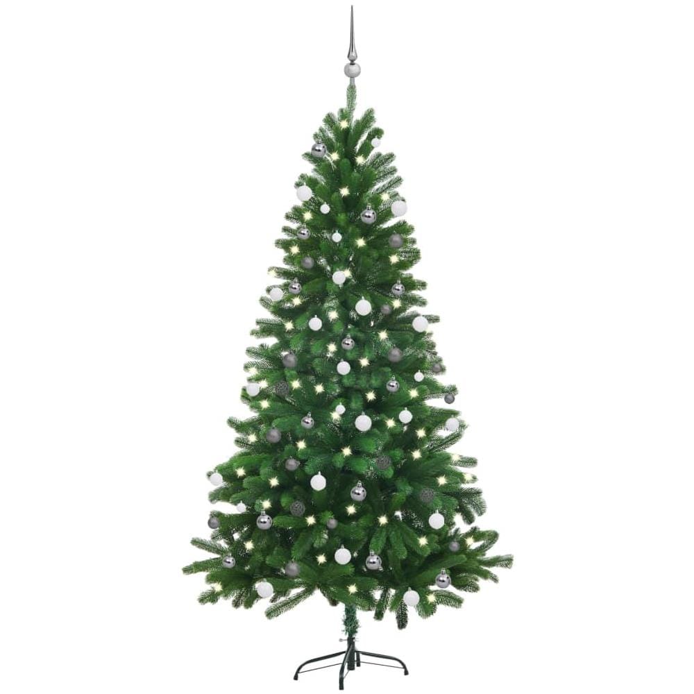 Albero di Natale Artificiale con LED e Set Palline 180 cm Verde - Foto 1