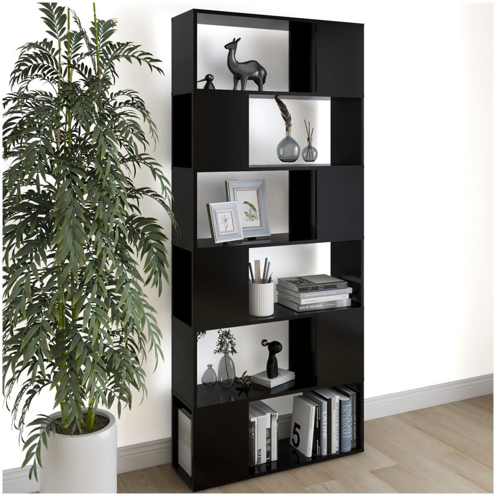 Libreria /Divisorio Nero 80x24x186 cm in Truciolato - Foto 1