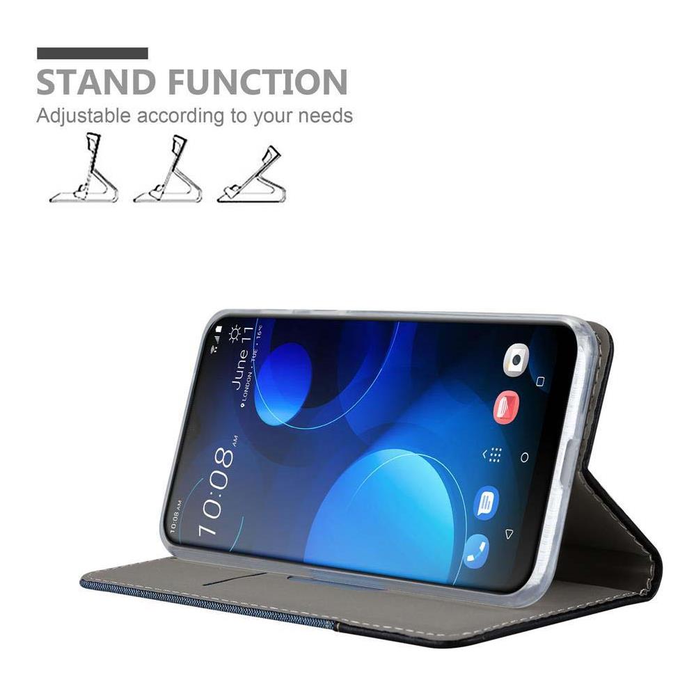 Custodia Compatibile Con Htc Desire 19+ In Blu Scuro Nero - Coperchio Protettiva Con Chiusura Magnetica, Funzione Stand E Tasca Per Le Carte - Foto 2
