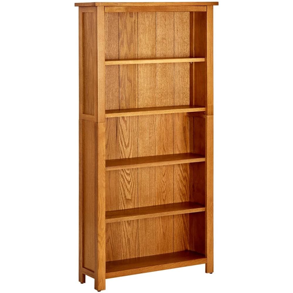 Libreria A 5 Ripiani 70x22x140 Cm In Legno Massello Di Rovere - Foto 1