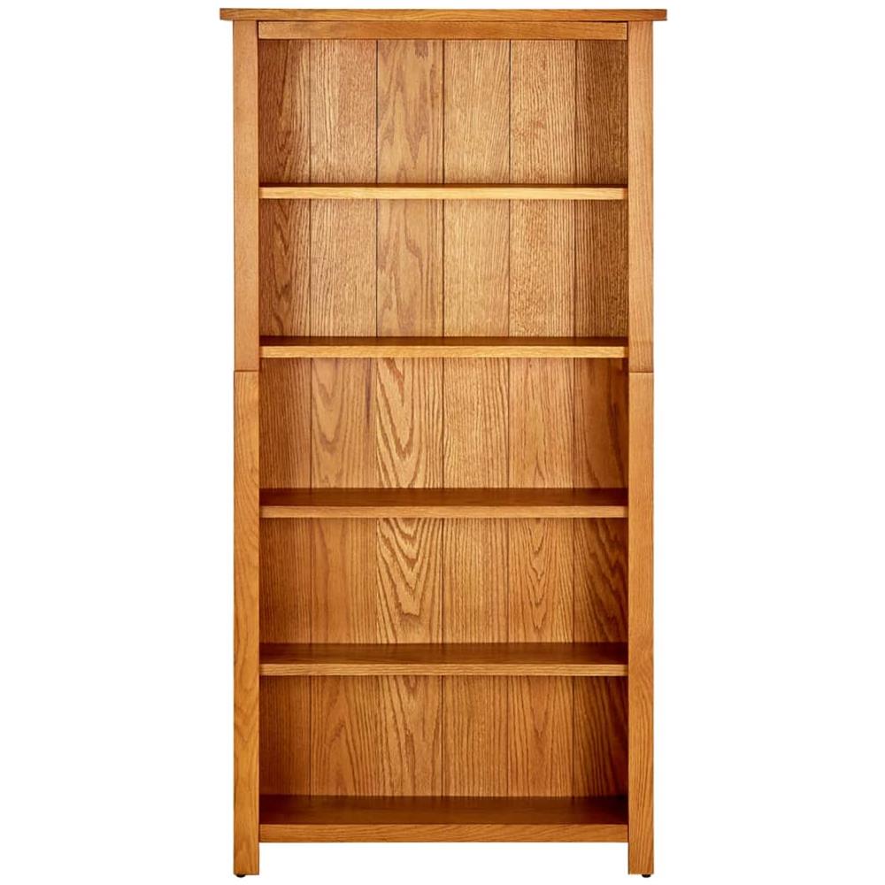 Libreria A 5 Ripiani 70x22x140 Cm In Legno Massello Di Rovere - Foto 2