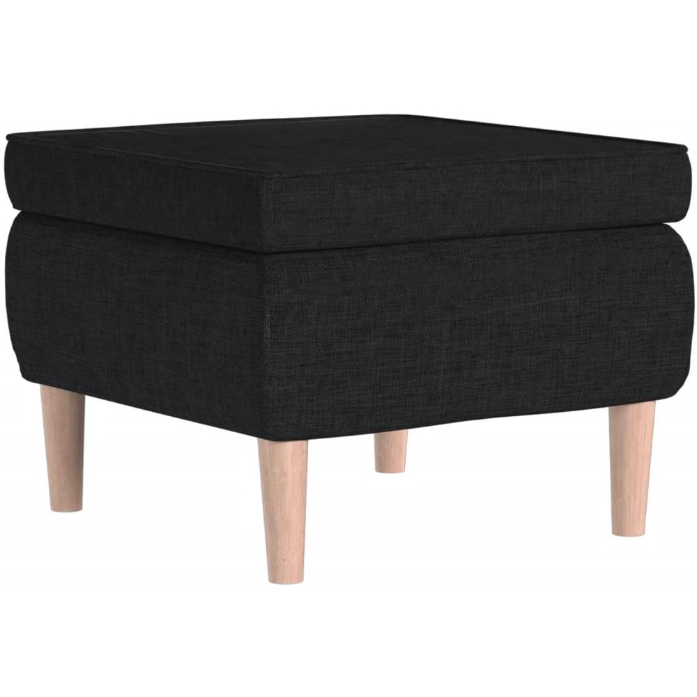 Poggiapiedi con Gambe in Legno Nero in Tessuto - Foto 1