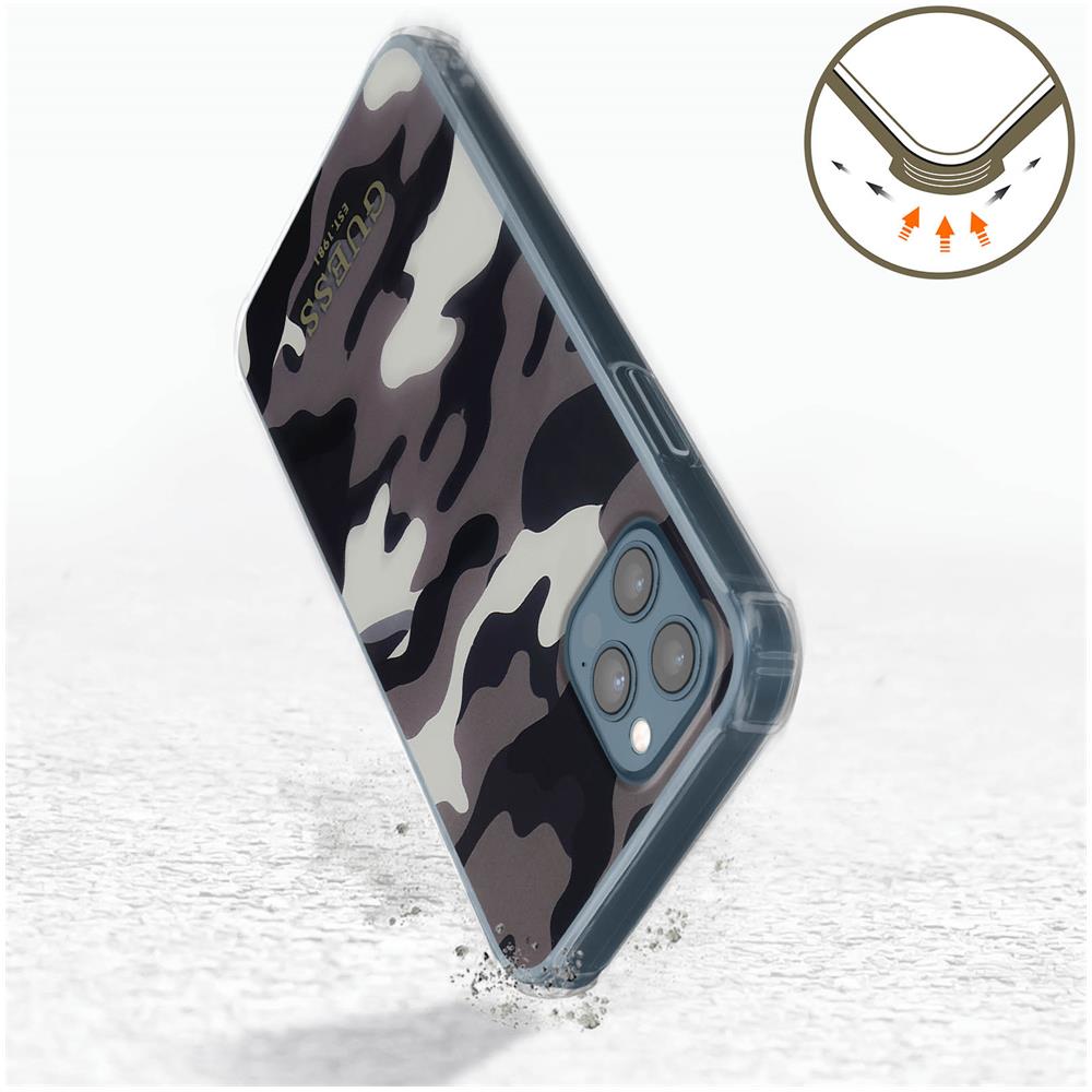 Cover Iphone 12 Pro Max Con Cordino Design Camouflage Grigio Guess - Foto 5