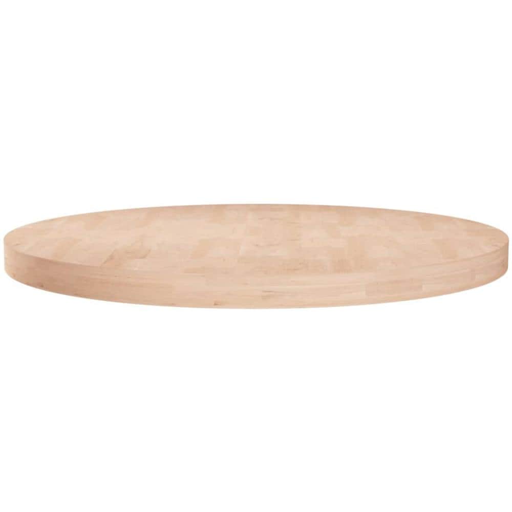 Piano Tavolo Rotondo 80x4 Cm Massello Di Rovere Non Trattato - Foto 1