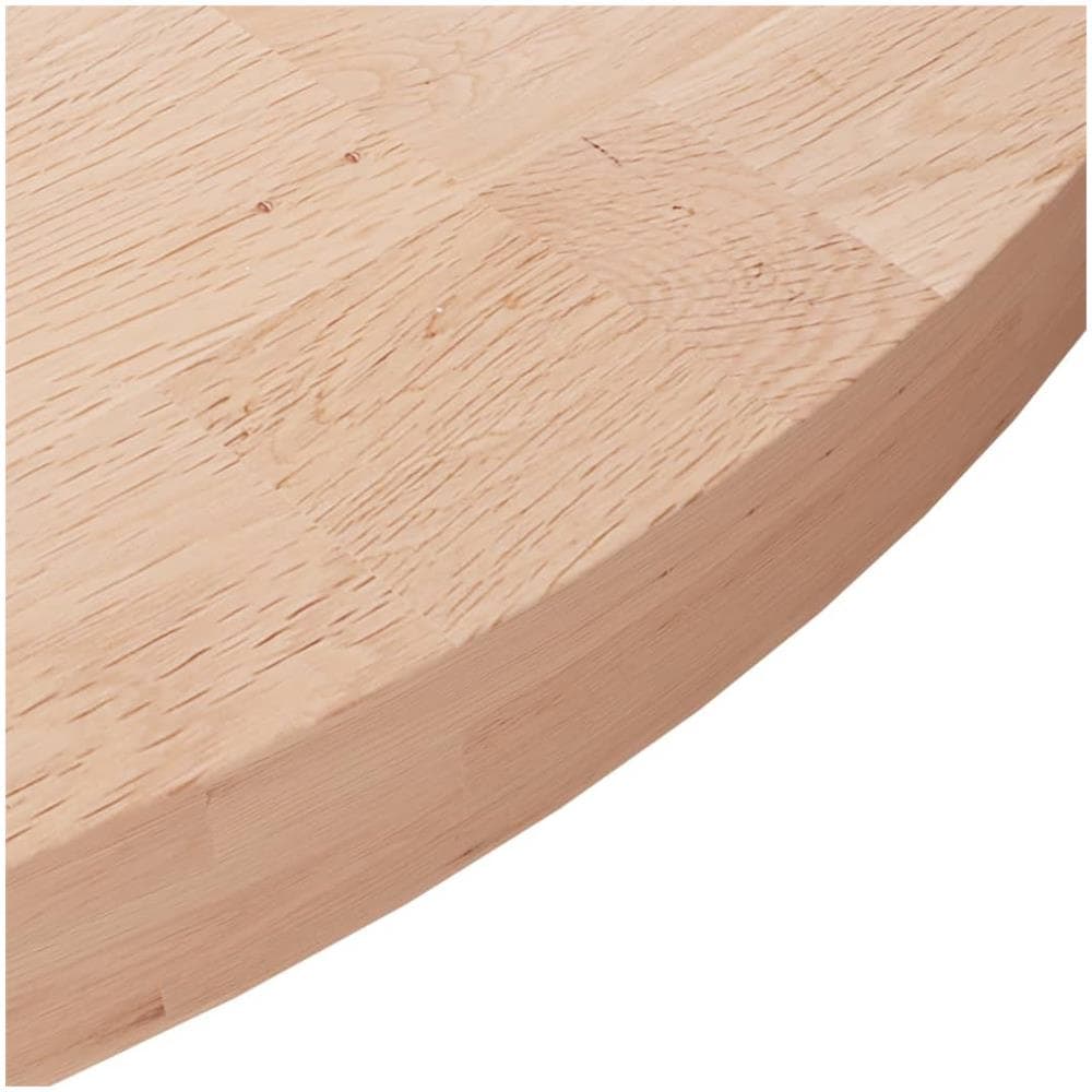 Piano Tavolo Rotondo 80x4 Cm Massello Di Rovere Non Trattato - Foto 3