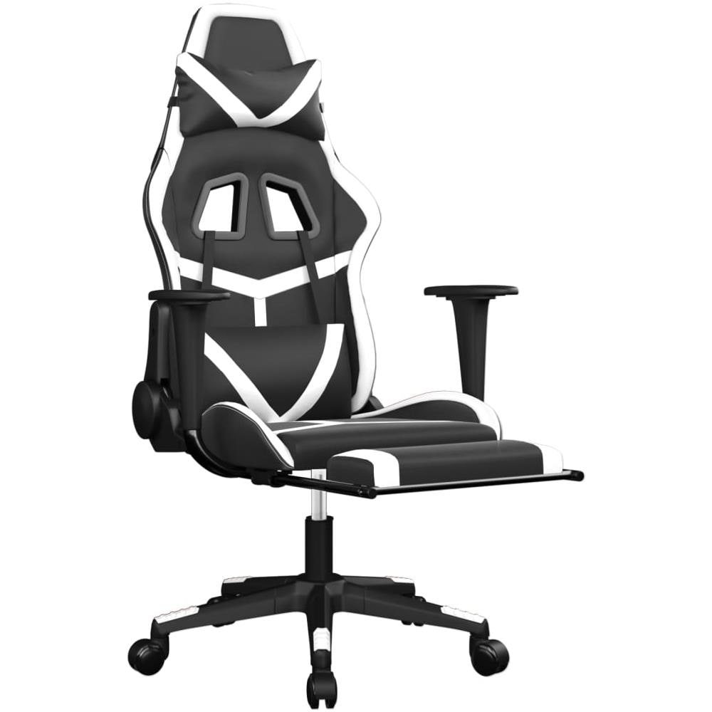 Sedia Da Gaming Con Poggiapiedi Nero E Bianco In Similpelle - Foto 2