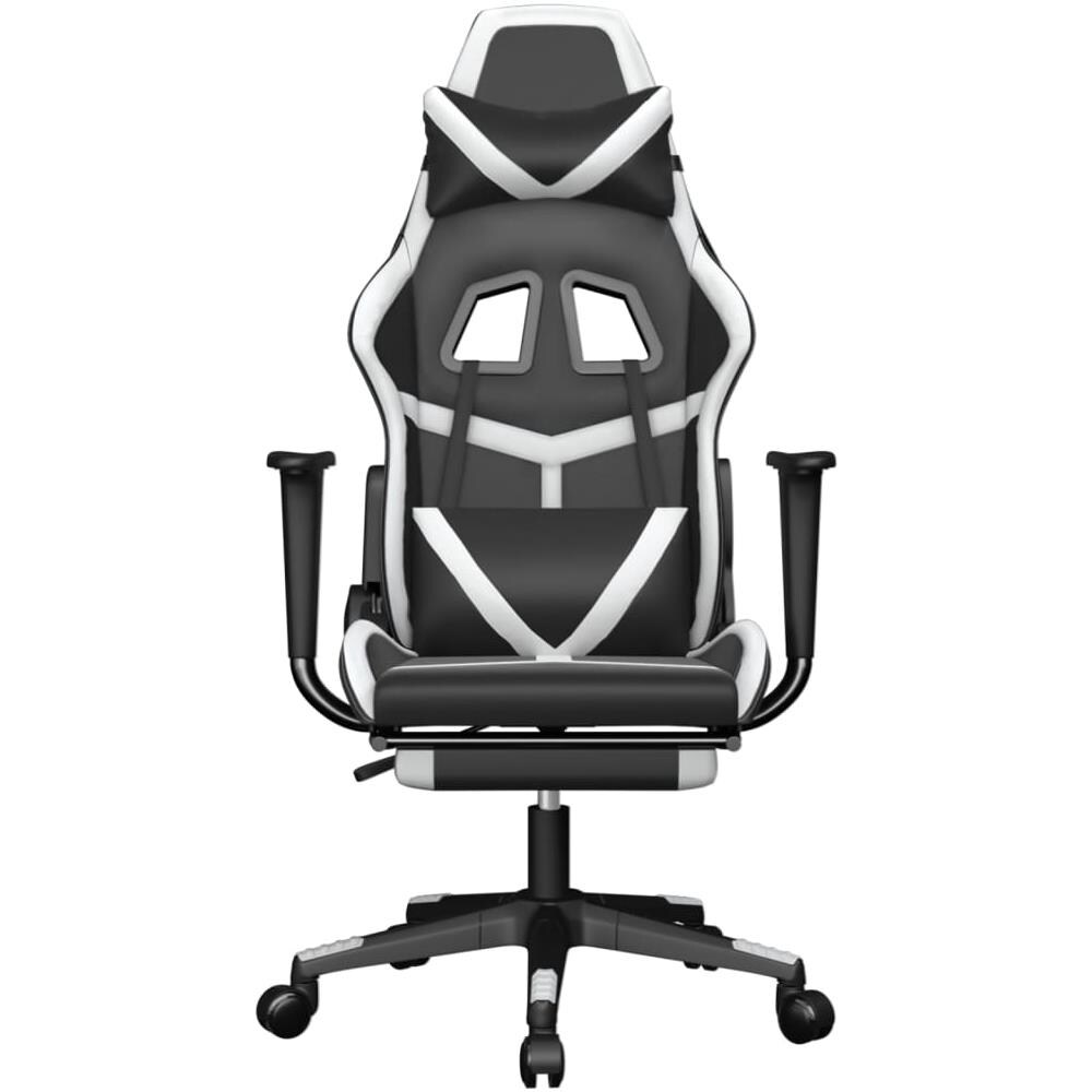 Sedia Da Gaming Con Poggiapiedi Nero E Bianco In Similpelle - Foto 10