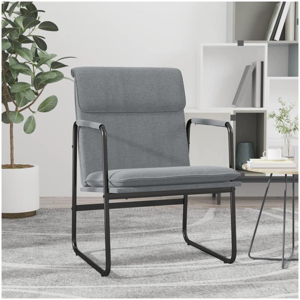 Sedia Lounge Grigio Chiaro 55x64x80 Cm In Tessuto - Foto 1