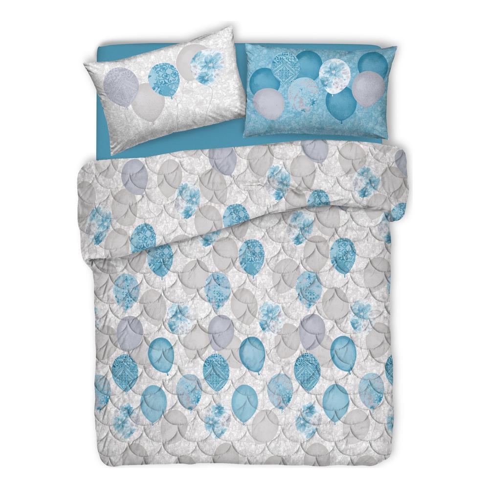 Trapuntino Piumino Estivo 100gr Linea Pensieri Delicati Disegno Palloncini Singolo Azzurro - Foto 1