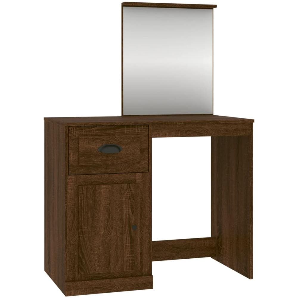 Toeletta Specchio Rovere Marrone 90x50x132,5 Legno Multistrato - Foto 2