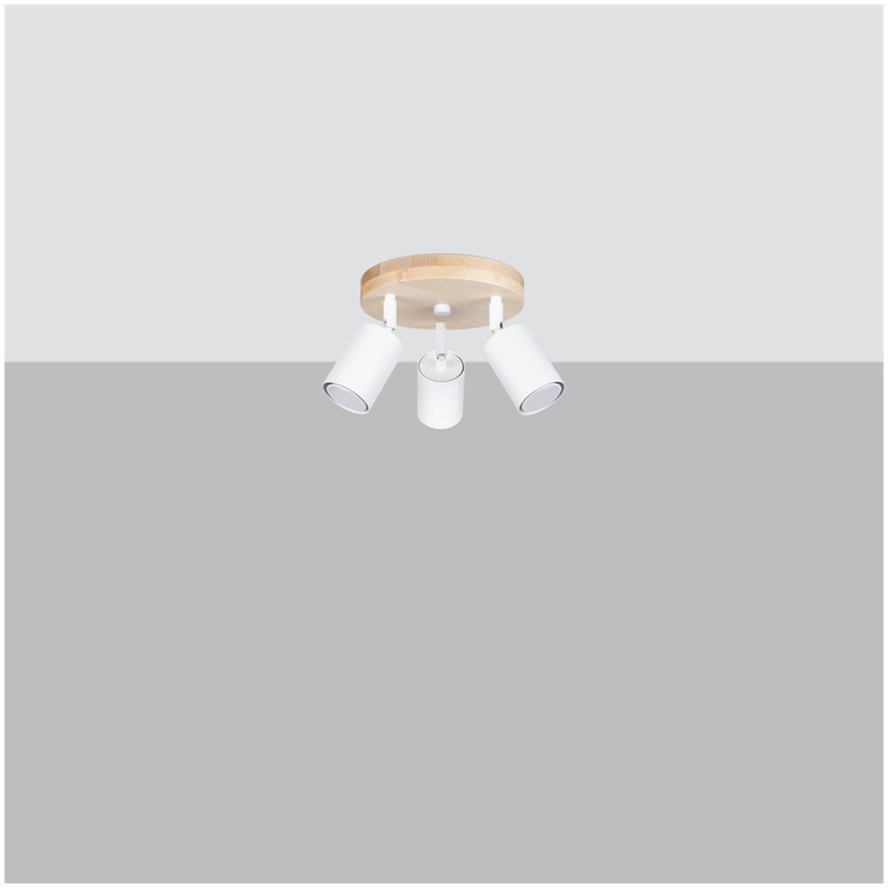 Sollux Lighting Lampada A Soffitto Verdo 3p Bianco Sl.1287 - Scandinavo Lampade Da Soffitto Legno Bianco 17x33x33 Cm - Foto 2