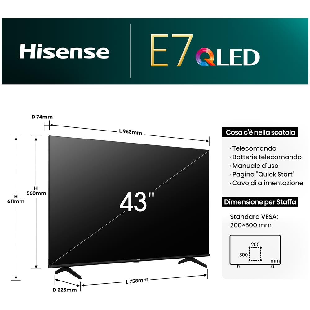TV QLED Ultra HD 4K 43" 43E7NQ Smart TV VIDAA - Foto 10