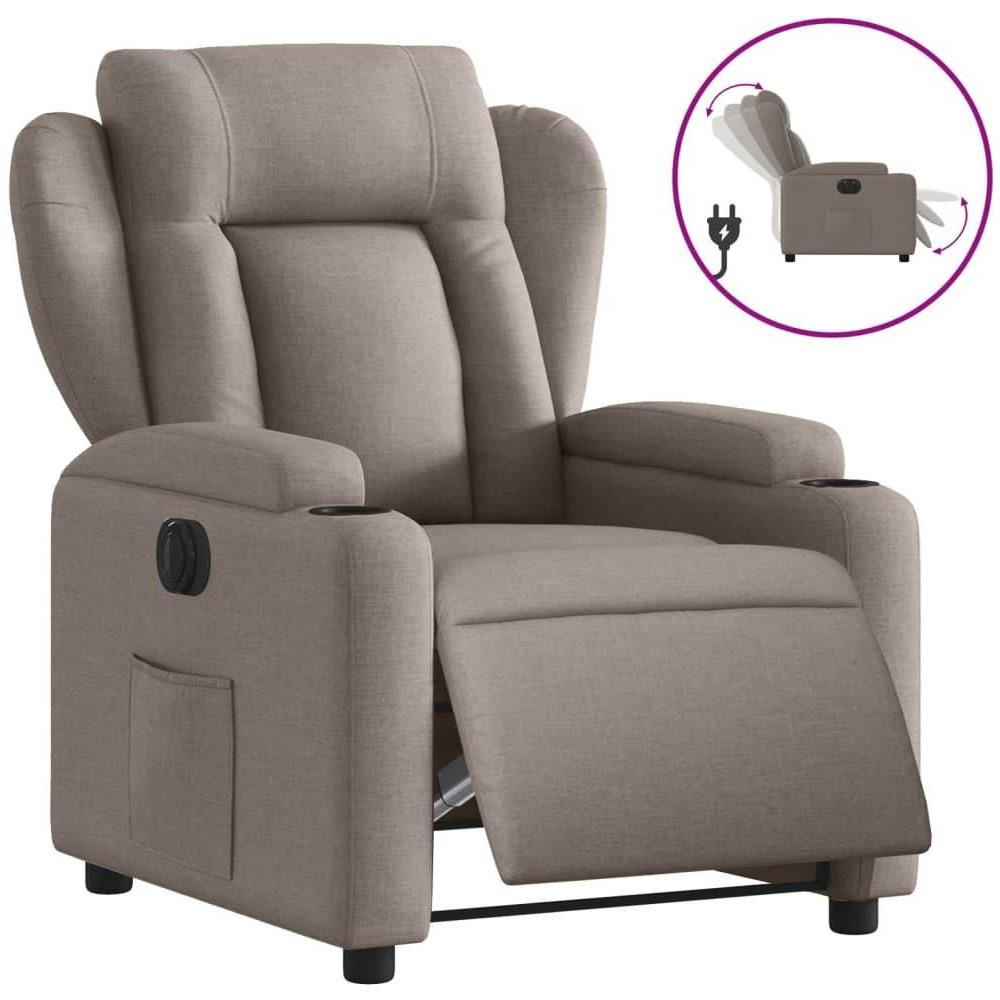 Poltrona Elettrica Reclinabile Tortora in Tessuto - Foto 1