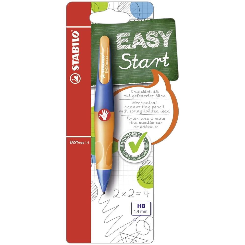 EASYergo 1.4 - Matita a scatto Ergonomica - Blu /Arancione per Destrimani - con 3 mine 1.4 mm gradazione HB - Foto 1