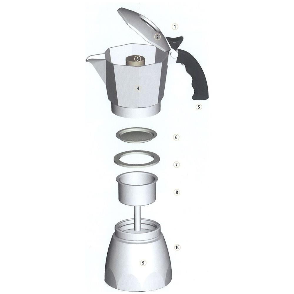 Kit Set Ricambio Ricambi Moka Caffettiera Filtro Guarnizione Imbuto Tazze - 3 Tazze - Foto 1