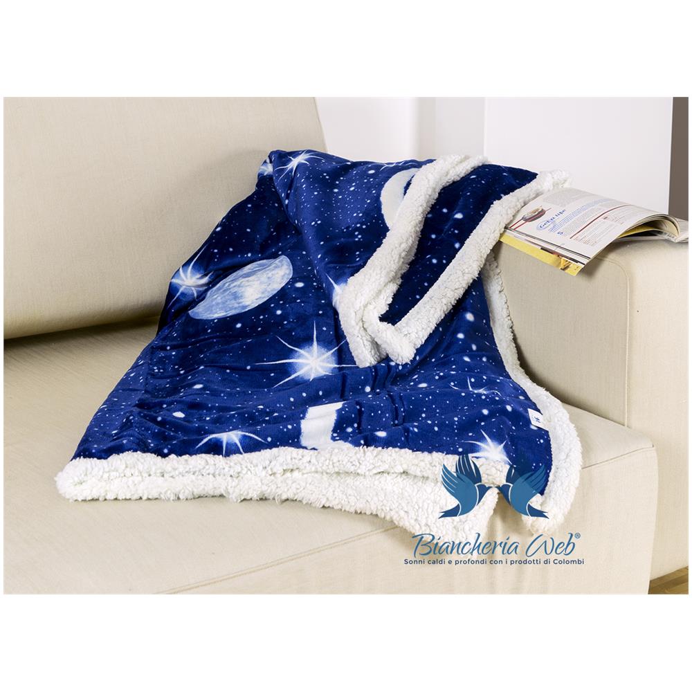 Plaid Con Retro Agnellato Disegno Planet Varie Misure 130x160 cm Planet - Foto 1