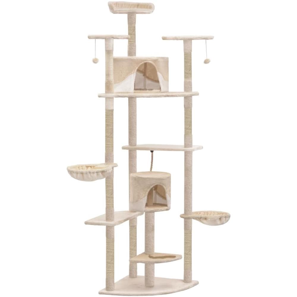 Albero Per Gatti Con Tiragraffi In Sisal 203 Cm Beige E Bianco - Foto 2