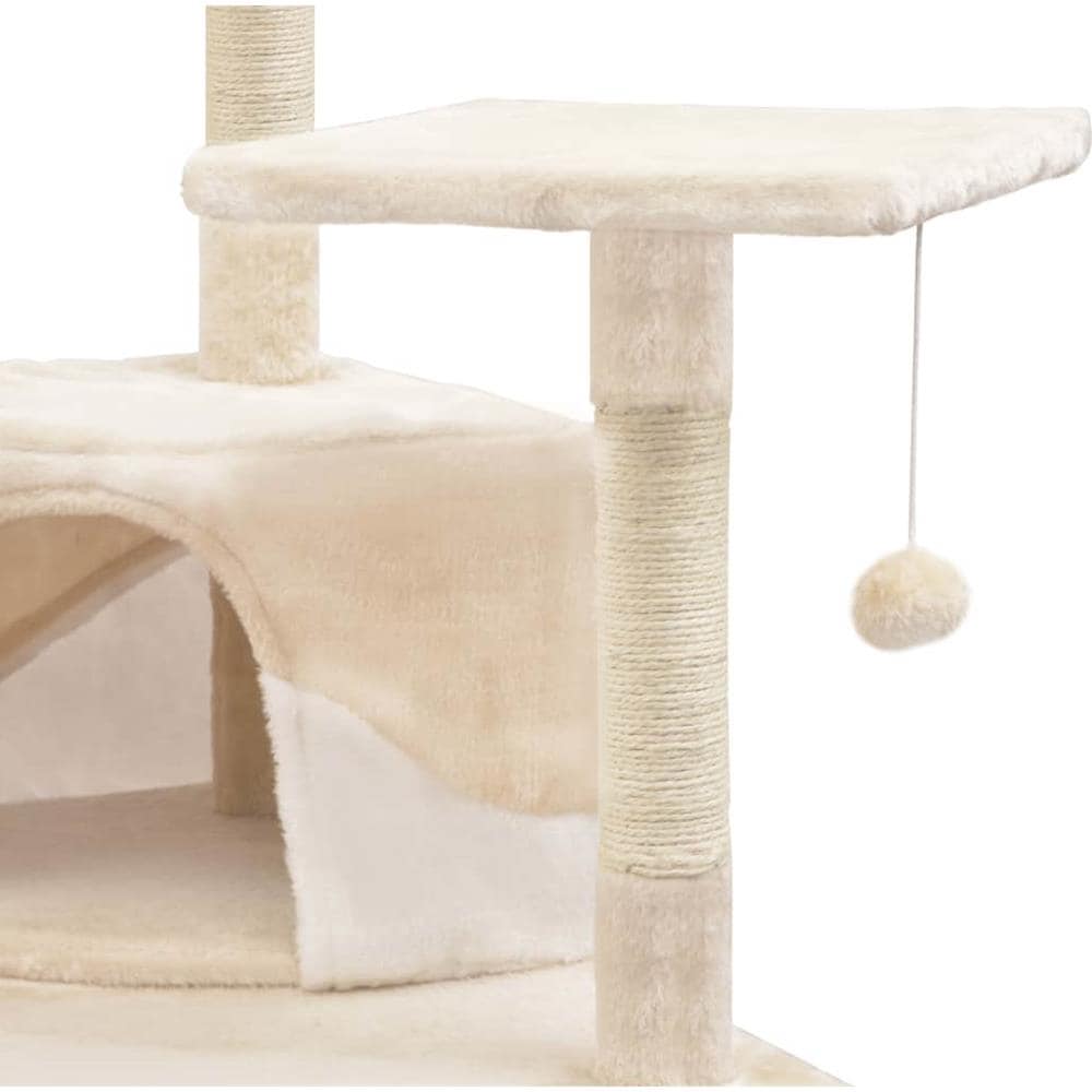 Albero Per Gatti Con Tiragraffi In Sisal 203 Cm Beige E Bianco - Foto 6