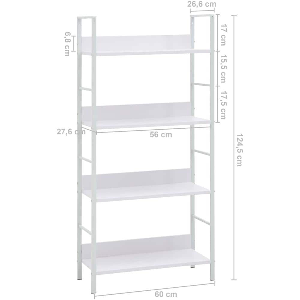 Scaffale Libri 4 Ripiani Bianco 60x27,6x124,5 Legno Multistrato - Foto 7