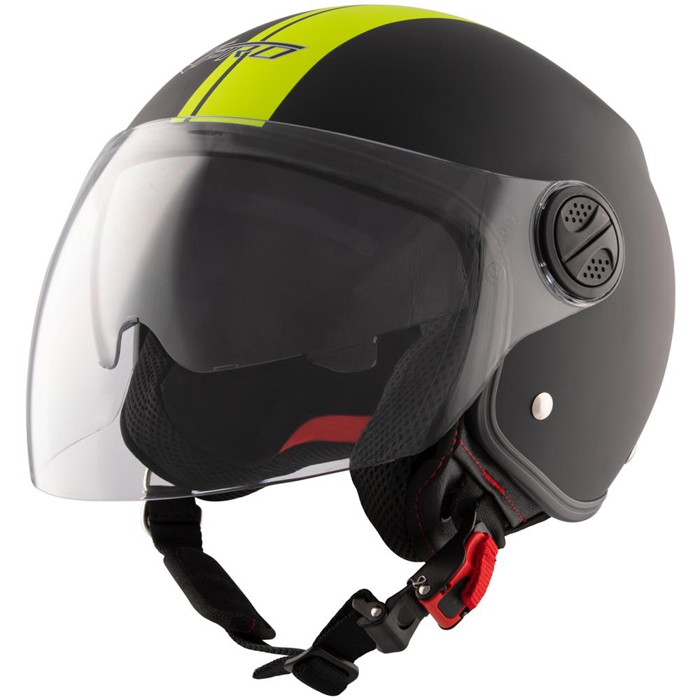 Casco Moto Jet Parasole Gr Giallo Fluo Omologato Nero Opaco Doppia Visiera S - Foto 5