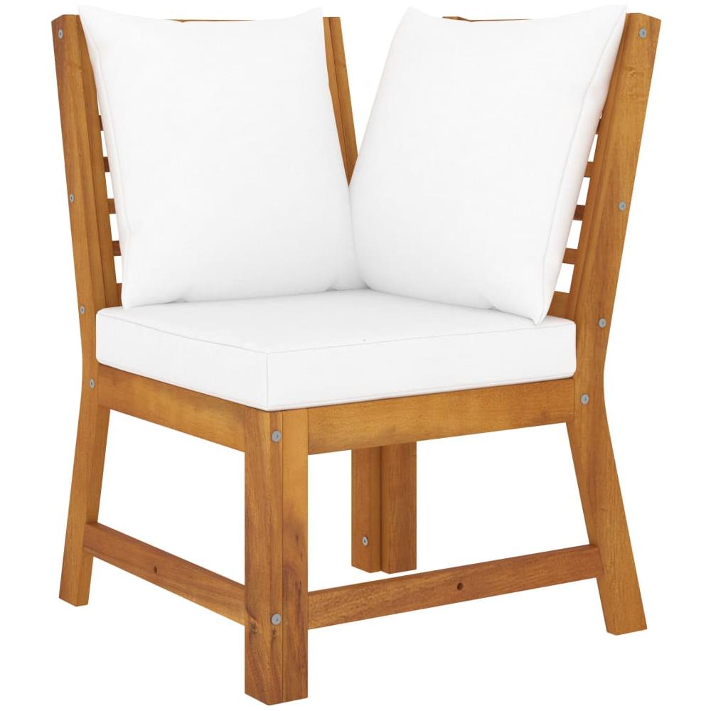 Divano Angolare Modulare Cuscini Crema in Massello di Acacia - Foto 1